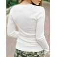 thumbnail image 4 of Women's Long Sleeve V-neck Rib Button Knitted Sweater Solid Color Top, Fall/Winter Apparel, 4 of 5