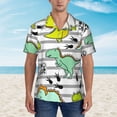thumbnail image 4 of Bixox Men's Hawaiian Shirts Men's Funny Dinosaurs on Stripes Print Short-Sleeve Shirt-Small, 4 of 8