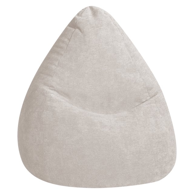 Beige Gouchee Home Alfa bean bag chair made of soft velour polyester fabric, filled with polystyrene beads for lightweight, portable seating suitable for adults and teens.