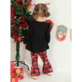 thumbnail image 4 of Toddler Girls Christmas Outfits Set Long Sleeve Shirts Dress Printed Flared Pants Bell-Bottom Fall Winter Xmas Dress-up Clothes, 1-6 Years, 4 of 7