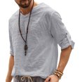 thumbnail image 2 of Holiday Deals! Borniu Mens Shirts,Long Sleeve Shirts for Men,Casual Solid Color V-Neck Collar Long Sleeve Pullover Blouse Tops Clearance, 2 of 6