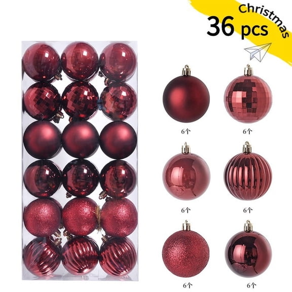 36pcs Christmas Ball Ornaments Shatterproof Christmas Ornaments Set Decorations for Xmas Tree Balls 40mm/1.57" (1.57'',Burgundy)
