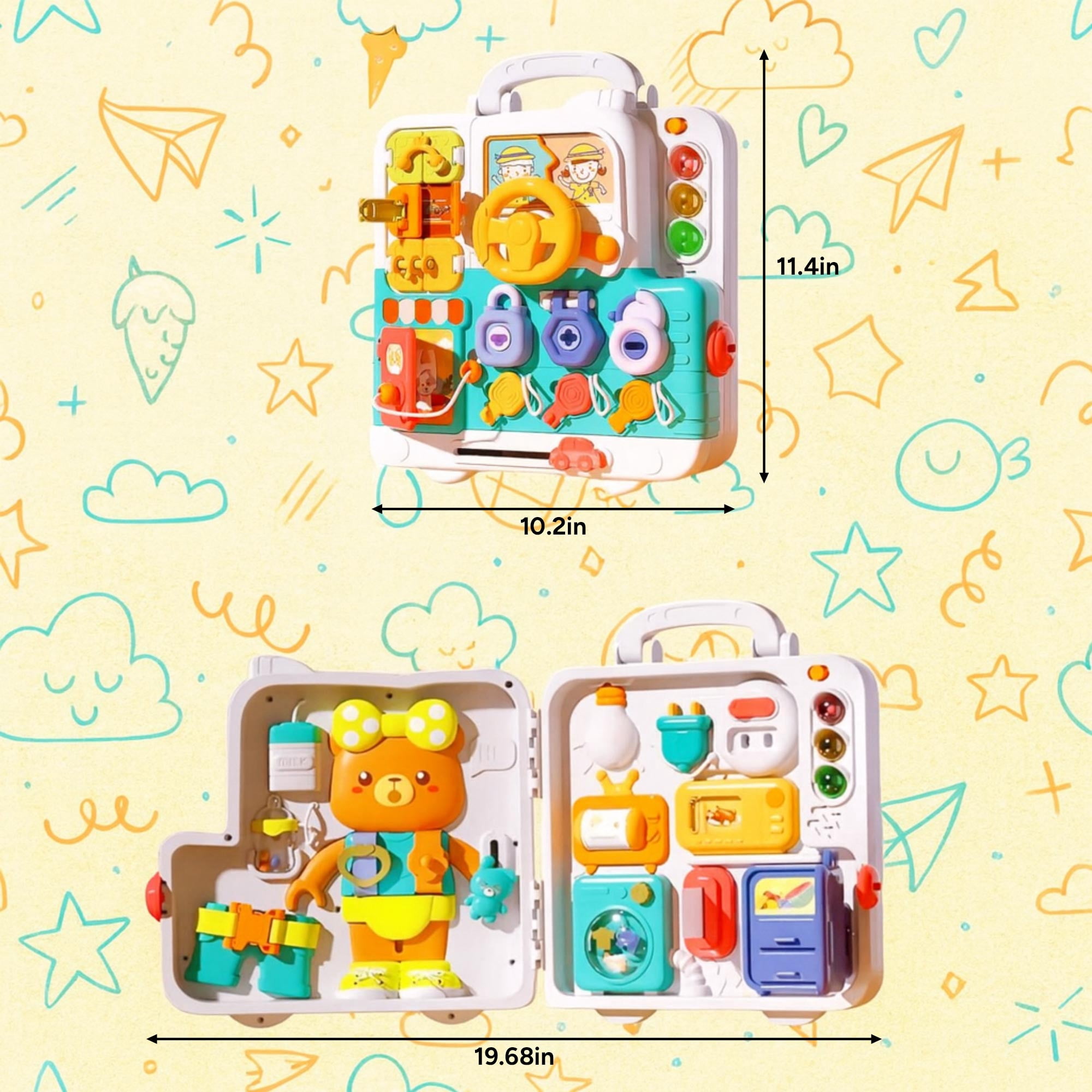 LieGorJi Musical Busy Board, Learning Sensory Montessori Toys, Birthday Gifts for 0-12 Month 1-3 3-5 Year Old