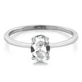 thumbnail image 2 of Gem Stone King 10K White Gold White Created Sapphire Solitaire Engagement Ring | 1.00 Cttw | Oval 7X5MM | Gemstone September Birthstone | Wedding Engagement Anniversary Promise Ring for Women, 2 of 3
