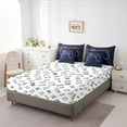 thumbnail image 4 of 7 Piece Boys Gaming Bed in a Bag Gamer Bed Set, Blue Geometry Honeycomb Print Bedding Set With Comforter Gamepad Controller Decor Fitted Sheet Modern Abstract Plaid Cushiom Covers, 4 of 5