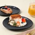 thumbnail image 4 of Linen Artisan Dinner Plate Set, 4 Pieces Dinnerware Dishes Set, Porcelain Salad Plates, Irregular 11 Inches Ceramic Plates Suitable for Steak, Pasta, Pizza, Home, Party, Black, Small, 4 of 6