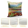 thumbnail image 4 of Orinice Throw Pillow Cover Italian Tuscany Cypresses Landscape Mountains Flowers Red Poppies Field Pillowcase Home Decorative Square Pillow Case Cushion Cover White, 4 of 5