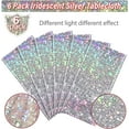 thumbnail image 4 of 6 Pack New Iridescent Silver Tablecloth Party Decorations, Holographic Silver Glitter Plastic Tablecloth, Disposable Laser Rectangle Table Cover for Disco Birthday 70s Theme Party Decorations, 54x108, 4 of 14