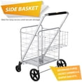thumbnail image 4 of Jumbo Shopping Cart with Double Basket Grocery Cart Deluxe Folding Shopping Cart 360°Rolling Swivel Bearing Wheels Super Loading Utility Cart for Laundry, Grocery, Luggage, 4 of 5