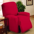 thumbnail image 2 of Collections Etc Jersey Stretch Slipcover Furniture Protector, Red, Recliner, 2 of 5