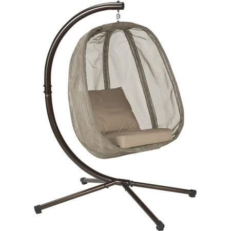 Hanging Egg Chair with Stand - Bark - FlowerHouse