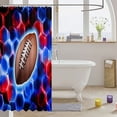 thumbnail image 3 of Manfei Boys Football Shower Curtain 72Wx84L, Rugby Gamer Bathroom Shower Curtain, Red Blue Brown, 3 of 5