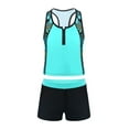 thumbnail image 3 of YONGHS Kids Girls 3pcs Tankini Swimsuits Racerback Tank Top with Bottoms Bathing Suit Green 8, 3 of 7