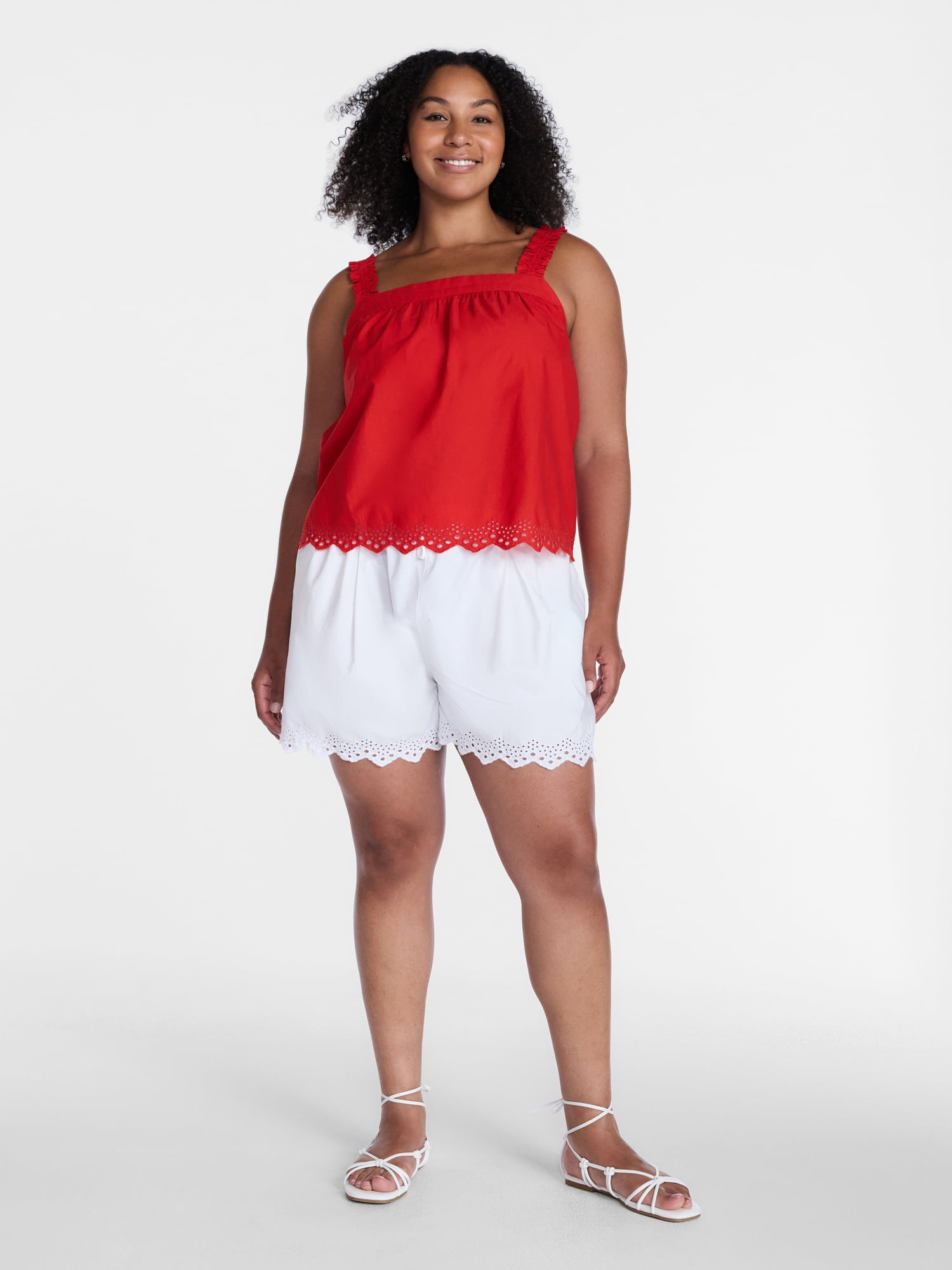 Time and Tru Women's Eyelet Trim Shorts, Sizes XS-XXXL
