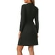 thumbnail image 3 of Bata de mujer INSPIRE CHIC de punto acanalado, de longitud hasta la rodilla, bata de dormir corta elástica con bolsillos, color negro, 3 of 5