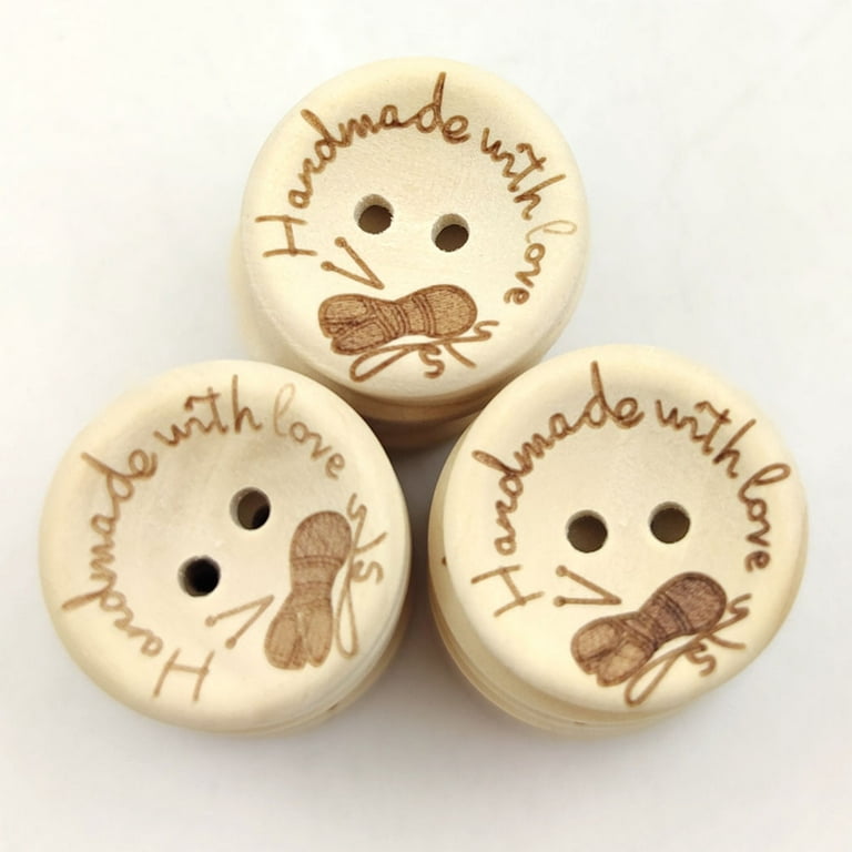 Handmade With Love Wooden Buttons Sewing Scrapbooking Cards Crafts  15/20/25mm 