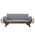 thumbnail image 3 of Outdoor Wooden Daybed Sofa, Expandable Patio Lounge with Cushions, Adjustable Chaise for Poolside, Garden, Porch, Gray, 3 of 8