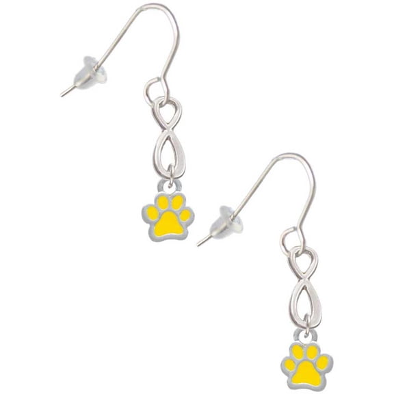 Delight Jewelry Silvertone Mini Translucent Yellow Paw Silver tone Infinity French Earrings