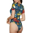 thumbnail image 3 of Gaeub Vehicles Cartoon With Funny Drivers Women'S Short Sleeve One Piece Swimsuit Sexy High-Waisted Bodysuit For Swimming, Beach, Sports - Large, 3 of 9