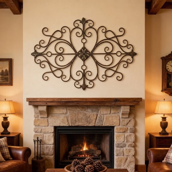 Sintosin Metal Art Wall Decor 36" x 24", Rustic Wrought Iron Scroll Wall Art for Bedroom, Living Room, Entryway & Farmhouse Home Decor