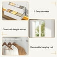 thumbnail image 6 of ChVans 75" Tall 4 Doors Armoire Wardrobe Closet with 3 Drawers and Mirror, Large Wardrobe Closet for Bedroom with LED Lights, Wooden Armoire Storage Cabinet with Hanging Rod, White, 6 of 8
