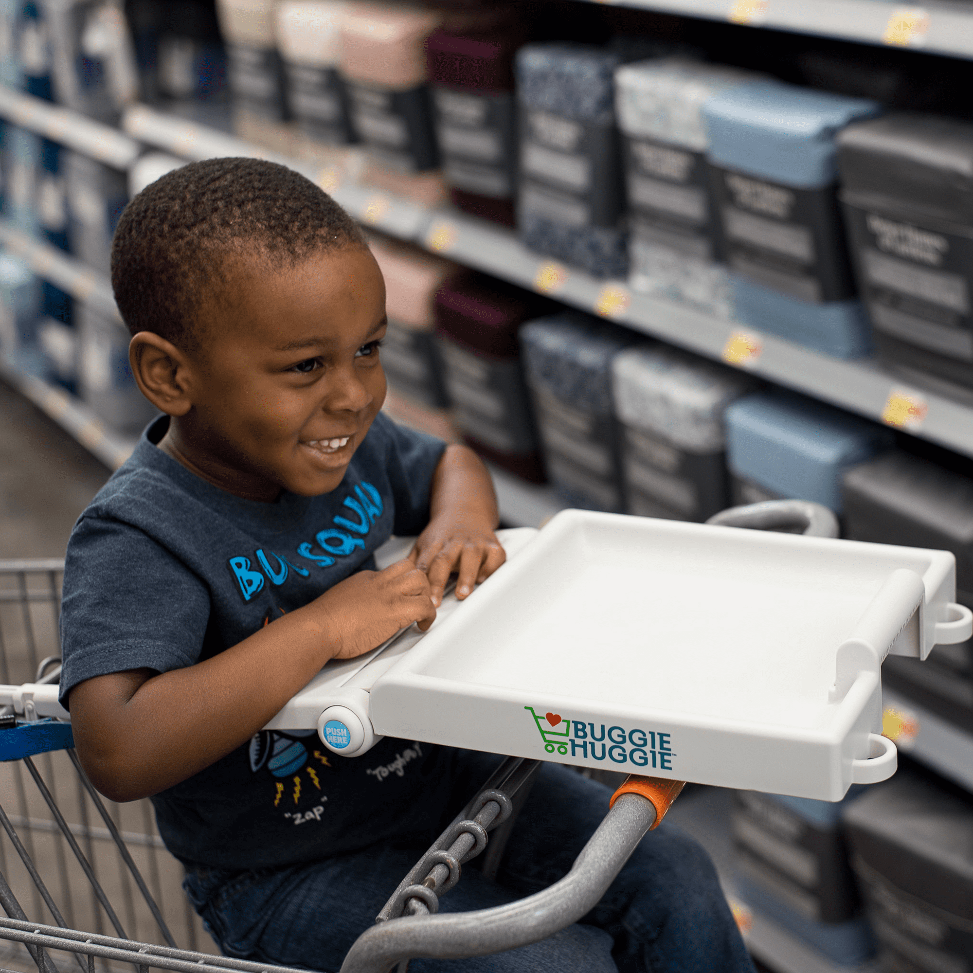 Buggie Huggie Portable Shopping Cart Safety Tray for Children Quick