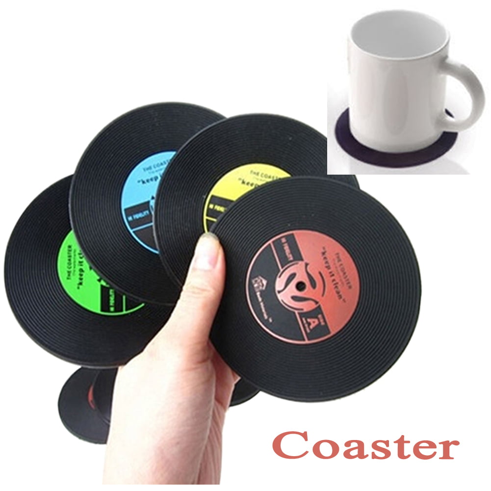 Details about   NEW AIM Gifts single vinyl drinks coaster rubber non slip base electric guitar 