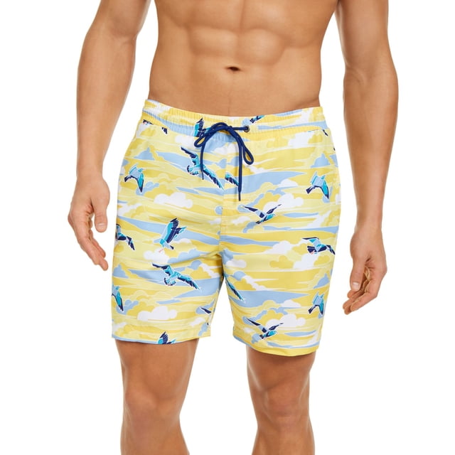 Club Room Men’s Seagull 7″ Swim Trunks (Yellow, XXL)