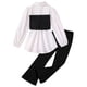 thumbnail image 4 of Odeerbi 6-13 Años Niñas Conjuntos Ruffle Plisado Cintura Camisa Manga Larga Pata Ancha Pantalones Dos-Conjunto de Dos Piezas, 4 of 8