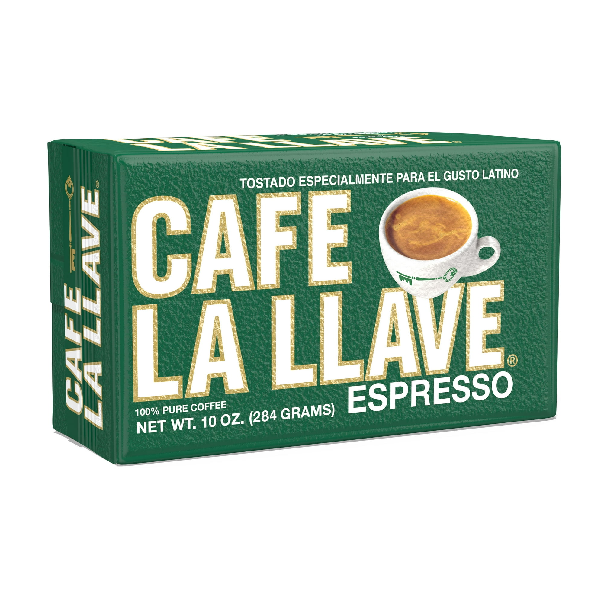 Cafe La Llave Dark Roast Ground Espresso Coffee, 10 oz Brick, Cuban-Style Blend