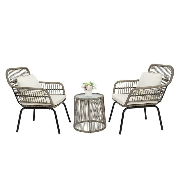 Ktaxon 3 Piece Patio Wicker Conversation Bistro Set With 2 Chairs Glass Top Side Table Cushions Tan Com - Mainstays Brayhills Bistro Patio Furniture Set Ktaxon 3 Piece Patio Wicker Conversation Bistro Set With 2 Chairs Glass Top Side Table Cushions Tan Com - Mainstays Brayhills Bistro Patio Furniture Set