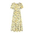 thumbnail image 5 of Viikei Womens Summer Dresses under $10,Women's Classic A-Line Short Sleeve Dress,Women's Printing Casual Short Sleeve Crewneck Dress Flowy Tiered Maxi Beach Dress with Pockets Yellow M, 5 of 6