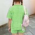 thumbnail image 5 of Grblisyd Girls Summer Outfits Casual Plaid Cute Short Sets Loose Short Sleeve T Shirts Top and Shorts Athletic Clothes Green 3-4Y, 5 of 6