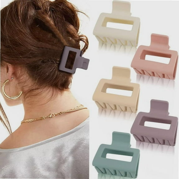 Hair Clips for Women 5Pcs Square Claw Clips for Thin Hair Cute Hair Clips Hair Claws Small Matte Hair Clips Hair Styling Accessories Banana Clips Hair Jaw Clips Hair Clamps
