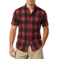 thumbnail image 4 of Miqool Western Shirts for Men Regular-Fit Short Sleeve Plaid Button Down Shirts Cowboy Casual Work Shirt, 4 of 9