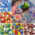 thumbnail image 2 of 100 g de piezas de mosaico mixtas de colores surtidos, mosaicos de vidrio con purpurina cuadrados para manualidades de bricolaje, suministros de arte azul, morado y verde, 2 of 4