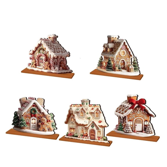HILOGEL Christmas Village Houses Gingerbreads House Figurines Holiday Tabletop Decors