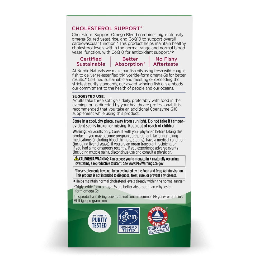 Nordic Naturals Cholesterol Support Softgels, 1152 Mg, Antioxidant Support, 60 Ct