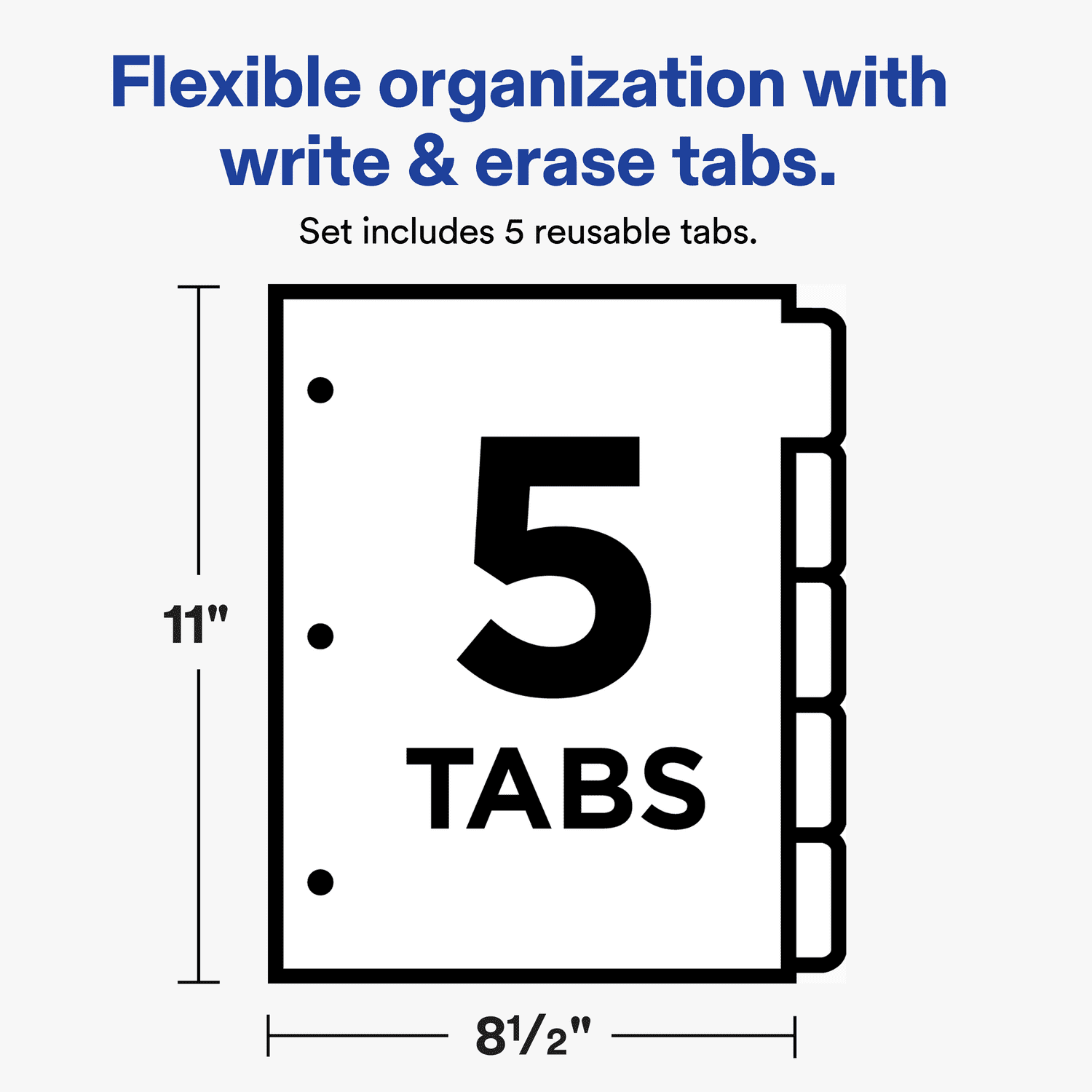 Avery Write & Erase Divider, 5-Tab, Paper, Multicolor Body, Multicolor Big Tabs, Handwrite, 1 Set