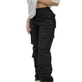 thumbnail image 6 of AILIYIL Women'S Solid Color Low Rise Multi Pocket Cargo Casual Trousers (Black,XXL), 6 of 7