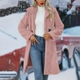 thumbnail image 2 of Fanxing Womens Fuzzy Warm Winter Cardigan Coats Notch Collar Long Sleeve Trench Coat Christmas Gift Pink,S, 2 of 8
