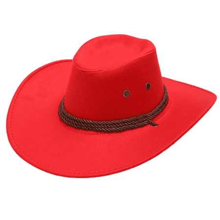 TELOLY 2026 New Sun Hat Men Summer Large Brim Outdoor Riding Hat Beach Hat Breathable Suede Tapered Top Cowboy Hat for Fishing Hiking Travel Hats for Men Red