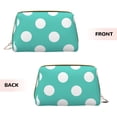 thumbnail image 3 of Easygdp Teal Turquoise And White Polka Dot Leather Makeup Bag Zipper Pouch Travel Cosmetic Organizer for Women and Girls, Make up Bag with Zipper, 3 of 8
