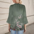 thumbnail image 3 of DondPO Womens Tops 3/4 Length Sleeve Womens Tops V Neck Spring Shirts 2025 Petal Bell Sleeve Plus Size Boho Ethnic Style Tee Shirts Womens Summer Tops Tops for Women Trendy Green XL, 3 of 5