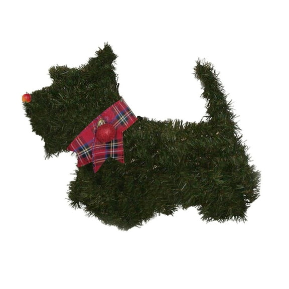 BOPORO Handmade Scottish Terrier Wreath Dog Christmas Puppy Xmas Indoor Outdoor Head green