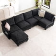thumbnail image 1 of 124" Modular Sectional Sofa, U-Shaped 6 Seater Sectional Sofa with Storage Ottoman & USB Ports,Black, 1 of 9