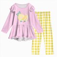 thumbnail image 3 of KPOPLK 2-11 Years Little's Girl Clothes Fall Winter Toddler Outfits for Girls Long Sleeve Ruffle Sweatshirt Pant Clothing Set,Size 11-12 Years, 3 of 8
