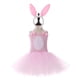 thumbnail image 1 of L Vestido tutú con lazo y cuello halter de tul rosa con cola de conejo para niñas con diadema con orejas de conejo disfraz de Cosplay para fiesta de Carnaval de Halloween de Pascu, 1 of 5