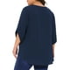 thumbnail image 3 of Blusa Casual de Verano para Mujeres de Talla Grande Agnes Orinda con Puntos Suizos, Manga de Pétalo y Cuello Redondo 1X Azul Marino, 3 of 6