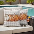 thumbnail image 4 of Orange Pumpkin Outdoor Waterproof Pillow Covers, Thanksgiving Fall Leaves Botanical Plaid Decorative Square Throw Pillowcase Sofa Cushion Sham for Patio/Couch/Chair, 18"x18" 2 Pack, 4 of 8